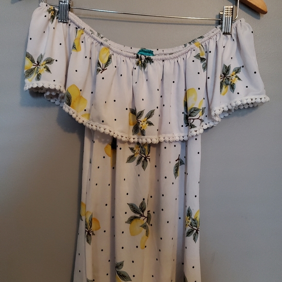 Ocean Pacific Lemon/White Off-Shoulder 🍋 Dress - Size M - Picture 2 of 9